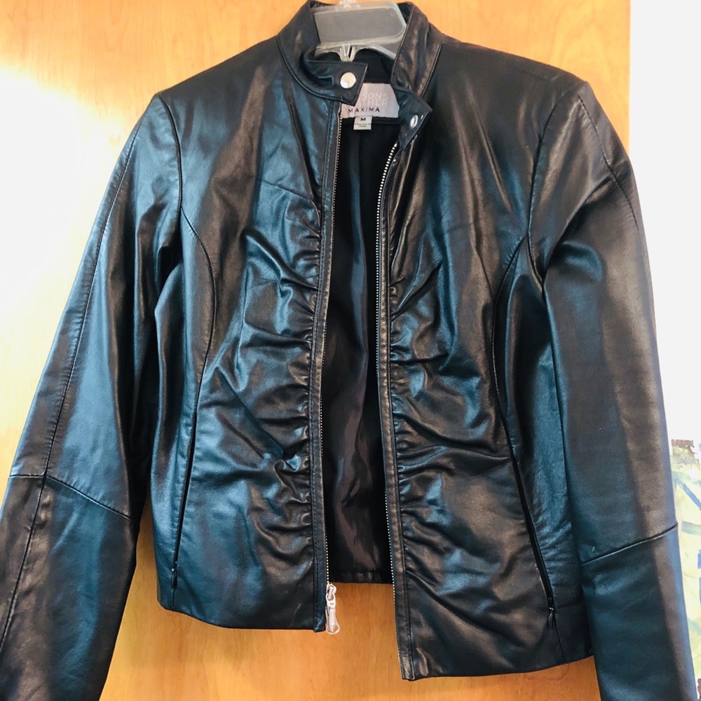 Women’s Wilson black leather motorcycle jacket